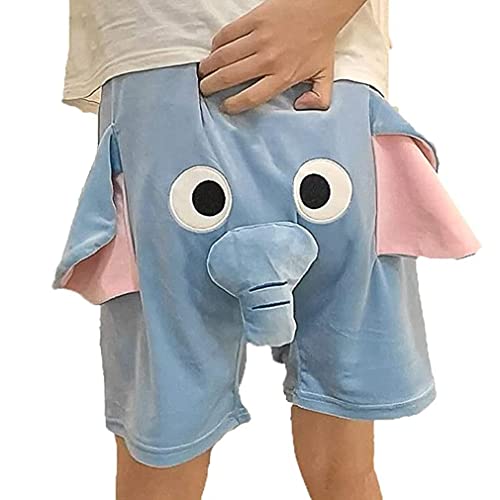 Unisex Screaming Couple Flying Elephant Shorts, Fliegendem Elefanten Unisex-Shorts, Lustige Elefanten-Shorts, Neuartige Elefanten Shorts, Schlafanzug-Shorts, lässige lose Heimshorts (3XL, Blau) von ZUICC