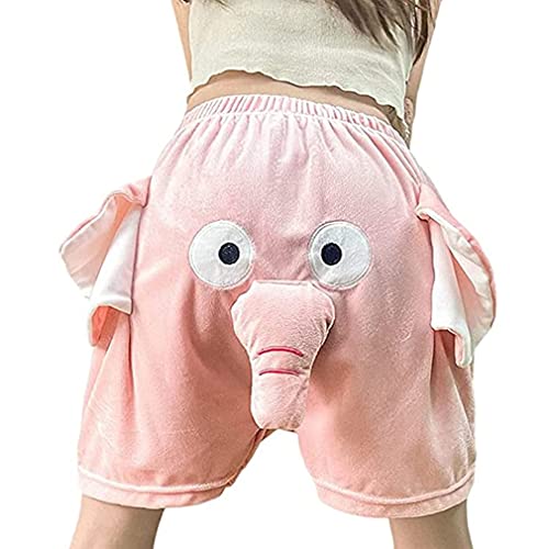 Unisex Screaming Couple Flying Elephant Shorts, Fliegendem Elefanten Unisex-Shorts, Lustige Elefanten-Shorts, Neuartige Elefanten Shorts, Schlafanzug-Shorts, lässige lose Heimshorts (3XL, Rosa) von ZUICC