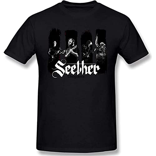 JohnnyKJayTee Men Seether T-Shirts with Men's Black Short Sleeve Size XL von ZUINBU
