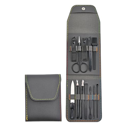 12 Stück Tragbares Nagelpflegeset für Männer und Frauen mit PU-Reisetaschen Edelstahl Maniküre Pediküre Zubehör Professionelles Nagelset von ZUJIABAO