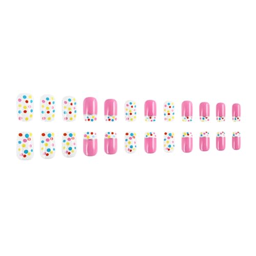 24 Stück Valentinstag-Nägel zum Aufdrücken, kurz, quadratisch, Acryl, falsche Punkte, vollständige Abdeckung, zum Aufkleben für Damen, künstliche Nägel von ZUJIABAO