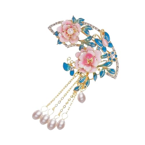 Elegante Pfingstrosen-Brosche mit Tropfen-Öl-Akzent und Quasten-Design für traditionelle Kostüme und besondere Anlässe, Seidenblumen-Anstecknadel von ZUJIABAO