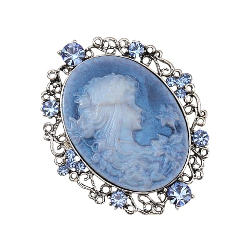 Luxuriöse Strass-dekorative Anstecknadel, schimmerndes Damengesicht, robustes Metall, für Abend-Outfits, schillerndes Frauenprofil-Broschen-Accessoire, Einheitsgröße, Wie beschrieben von ZUJIABAO