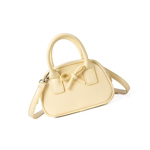 Modische Umhängetasche im koreanischen Stil, Schultertaschen mit Schleifendetail, PU-Leder, für Arbeit oder den täglichen Gebrauch, PU-Leder-Handtasche, Beige Gelb, One Size von ZUJIABAO