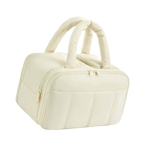 Multifunktionale Kosmetiktasche für Damen zur Aufbewahrung von Make-up und Toilettenartikeln auf Geschäftsreisen oder im Urlaub, beige, Mass Beauty von ZUJIABAO