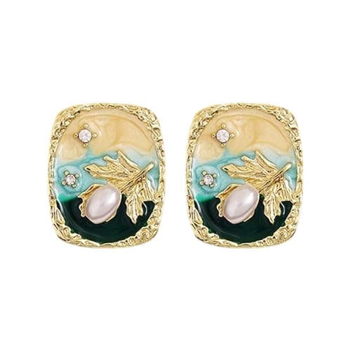 Ohrringe mit Ölgemälde, Blume, Legierung, Textur, moderner Schmuck, modische Nadeln, geeignet für den täglichen Gebrauch und Partys, französische elegante Vintage-Ohrringe, Einheitsgröße, Wie von ZUJIABAO