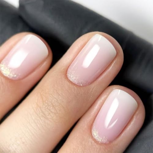 Quadratische Nägel zum Aufdrücken, Farbverlauf, Designs, künstliche Klebstoffe, künstliches Acryl, 24 Stück, für Damen, Acrylkleber auf Nägel für Damen, transparent von ZUJIABAO