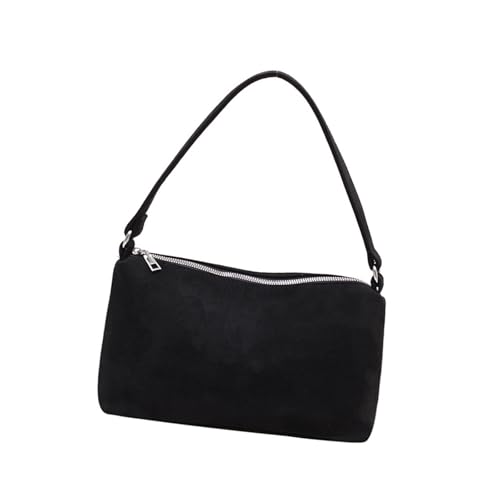 ZUJIABAO Anspruchsvolle Damen Umhängetasche PU Leder Achselbörse Handtasche ergänzt jedes Outfit für mehrere Anlässe Retro Schultertasche Handtasche, Schwarz , One Size von ZUJIABAO