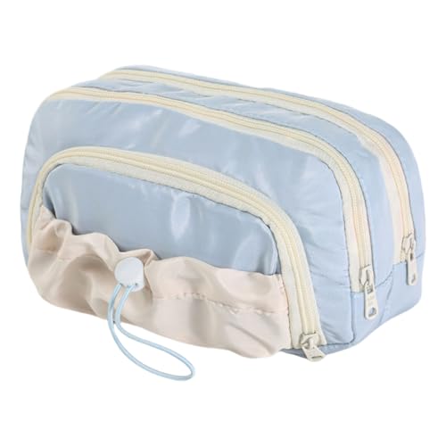 ZUJIABAO Federmäppchen mit hoher Kapazität, mehrere Fächer, mehrschichtige Stifttasche, Organizer, Reise-Make-up-Tasche, großes Fassungsvermögen, blau von ZUJIABAO