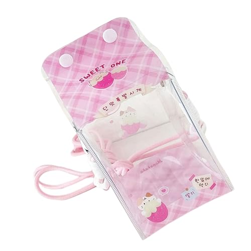 ZUJIABAO Harajukus Itabag Umhängetasche Transparente Tasche Handy Geldbörse Damen Itabag Tasche Crossbody Taschen Handtasche Satchel für Frauen Mode Hanbag Geldbörse, Kätzchen Erdbeere, One Size von ZUJIABAO