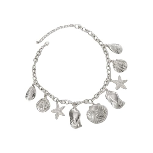 ZUJIABAO Küsteninspirierter Halsschmuck mit großem Seestern und Muschelanhänger, Halskette für tägliche Partys, trendige Statement-Halskette am Meer, Einheitsgröße, Wie beschrieben, Wie beschrieben von ZUJIABAO