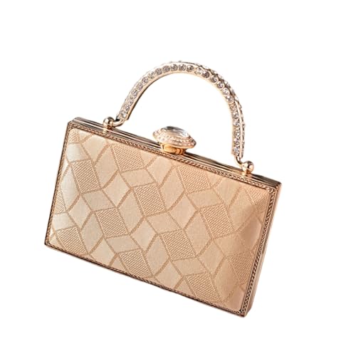 ZUJIABAO Luxuriöse Handtasche mit Strasssteinen besetzt, Abendtasche, lässige Schultertasche für Partykleider und besondere Anlässe, champagnerfarben, One Size von ZUJIABAO