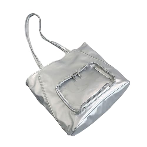 ZUJIABAO Moderne Elegante PU Umhängetasche Damen Arbeitstaschen Stilvolle Handtasche mit mehreren Taschen Business Reise Rucksack Modern Professionelle Satchel, silber, One Size von ZUJIABAO