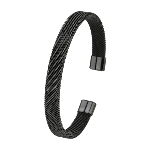 ZUJIABAO Moderner C-förmiger Armreif aus Edelstahl, verstellbar, Unisex, zarter C-förmiger Armreif, rostfreies Netz-Design, Schmuck, Einheitsgröße, Wie beschrieben von ZUJIABAO