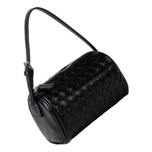 ZUJIABAO Modische Damen Achseltasche Geflochtene Schultertasche PU Achsel Geldbörse Handtasche für den täglichen Gebrauch und besondere Anlässe Koreanisch gewebte Schulter, Schwarz , One Size von ZUJIABAO