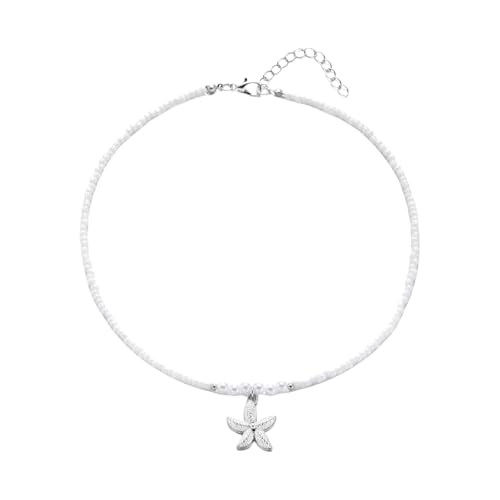 ZUJIABAO Seestern-Anhänger, Perlen, Halskette, verstellbare Länge, tragbarer Schmuck für Strandurlaub und Partys, Muschelschmuck, Einheitsgröße, Wie beschrieben, Wie beschrieben von ZUJIABAO