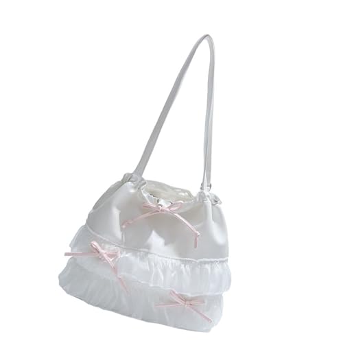 ZUJIABAO Stilvolle Handtasche, multifunktionale PU-Umhängetasche für Damen, Rucksack mit Spitzendetails und verstellbarem Riemen, PU-Umhängetasche mit mehreren Taschen, weiß, One Size von ZUJIABAO