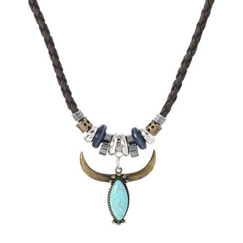 ZUJIABAO Türkisfarbene Halskette, Lederschmuck für empfindliche Haut und moderne PU-Lederhalskette, Einheitsgröße, Wie beschrieben, Wie beschrieben von ZUJIABAO