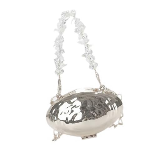 ZUJIABAO Umhängetasche Abendmode Handtasche Satchel Geldbörse Crossbody mit abnehmbarer Kette für Party Hochzeit Braut Abschlussball Frauen Abendtasche Clutches Geldbörse, silber, One Size von ZUJIABAO