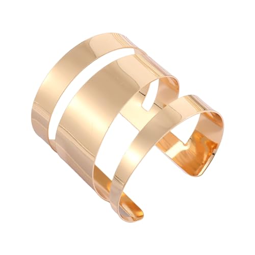 ZUJIABAO Verstellbare, breite Manschette in Metallic-Finish für moderne und Retro-Mode-Enthusiasten, Mode-Statement-Schmuck, Einheitsgröße, Wie beschrieben von ZUJIABAO
