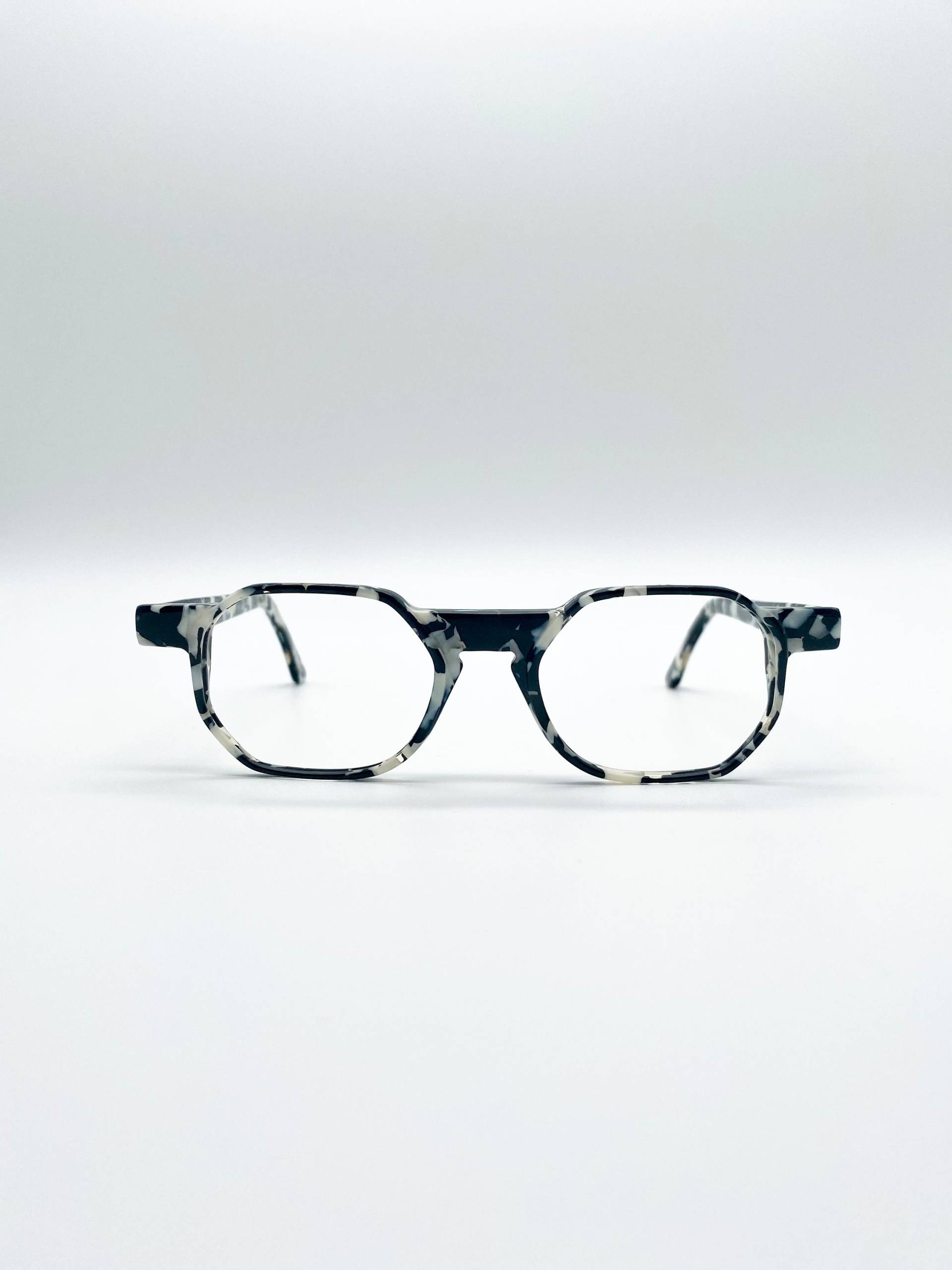 Sigmund Reiss Vintage Designer Brille, New Old Stock, 90Er, Gemustert, Schwarz, Weiß Sigmund Reiss Vintage Designer Brille, New Old Stock, 90Er, Gemustert, Schwarz, Weiß von ZUKKAFRAMES
