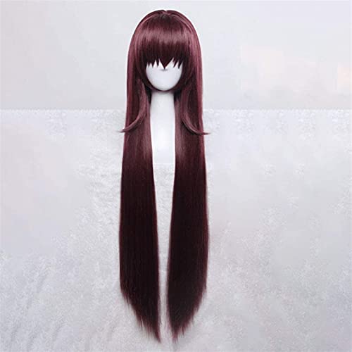 Fate/Grand Order (Scathach) Anime Cosplay Rose Net Perücken 100% Hochtemperaturbeständige Faser dunkelrot Lange Gerade Haar 36inches chenghuax von ZUKKY