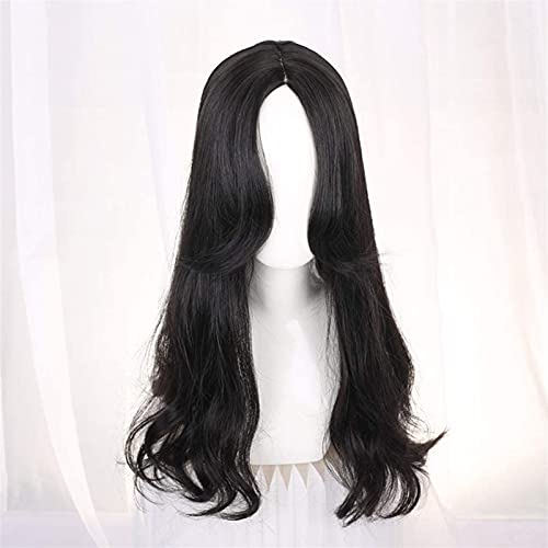 Lange gerade Spitze voller Perücken mit mittlerer japanischer schwarzer schwarzer Farbe wärmebeständige synthetische Faserhaare für Cosplay 26inches / 65cm chenghuax von ZUKKY