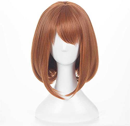 Omber Brown Cosplay My Hero Academia Uraraka Perücken mit Pony und kurzen hitzebeständigen sythetischen Faserfluffy Haar 12 Zoll chenghuax von ZUKKY