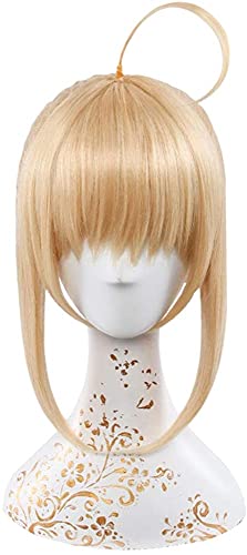 Schicksal/Aufenthaltsnacht (Arotria Pendragon) Anime Cosplay Rose Net Perücken mit Pony 100% Hochtemperaturbeständige Faser goldene kurze glatte Haare 14inches chenghuax von ZUKKY