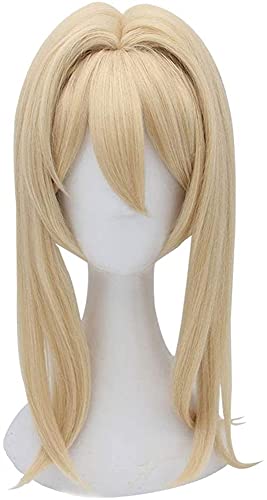 Violett Evergarden (Violett Evergarden) Anime Cosplay Rose Net Perücken mit Pony 100% Hochtemperaturbeständige Faserlichtgold Lange Gerade Haar 16 Zoll chenghuax von ZUKKY