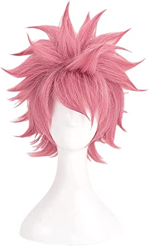 ZUKKY Anime Fairy Tail Cosplay Perücke Ende Natsu Pink Fluffy Short Hair Role Play Halloween Party Perücken + Perückenkappe von ZUKKY