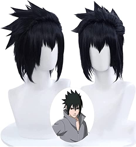 ZUKKY Anime Sasuke Uchiha Cosplay Perücke schwarz Kurze Haare Perücken Hitzebeständige Synthetische Halloween Kostüm Party Perücken von ZUKKY