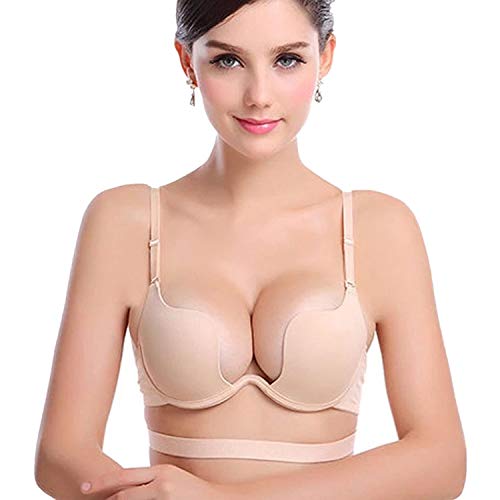 Nature Damen Deep U Multiway Plunge Bra Push-Up BH Unterwäsche - (Apricot 75B) von ZUKULIFE