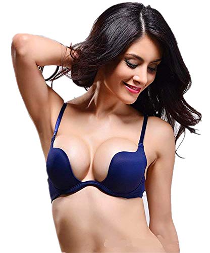 Nature Damen Deep U Multiway Plunge Bra Push-Up BH Unterwäsche - (Blue 70A) von ZUKULIFE