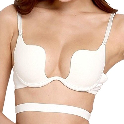 Nature Damen Deep U Multiway Plunge Bra Push-up BH Unterwäsche - Weiß 85D Nature Damen Deep U Multiway Plunge Bra Push-up BH Unterwäsche - Weiß 85D von ZUKULIFE