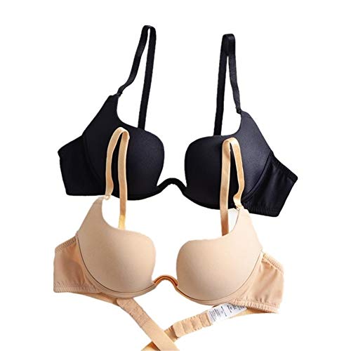 Nature Plunge BH Deep U Push up Multiway Convertible Unterwäsche Multifunktions - (Schwarz+Apricot 75A) von ZUKULIFE