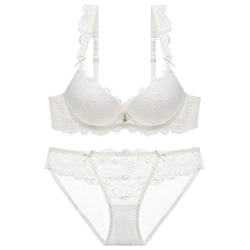 ZUKULIFE Damen Spitzen Push Up BH Unterwäsche Sets - (Weiß 75A) von ZUKULIFE