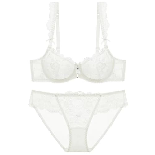 ZUKULIFE Nature Damen Dünn Transparenten Spitzen BH Set - (Weiß 80C) von ZUKULIFE