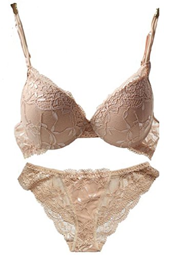 ZUKULIFE Nature Damen Spitzen Push Up BH Unterwäsche Sets - (Apricot 36A) von ZUKULIFE