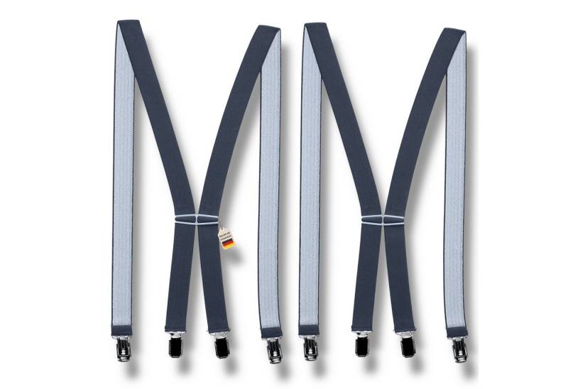 ZUKUNFTSENKEL Hosenträger 2er Pack schmal 2,5cm breite, 4 starke Clips Dunkelgrau (X-Form Für Damen und Herren) Deutsche Herstellung, Elastisch von ZUKUNFTSENKEL