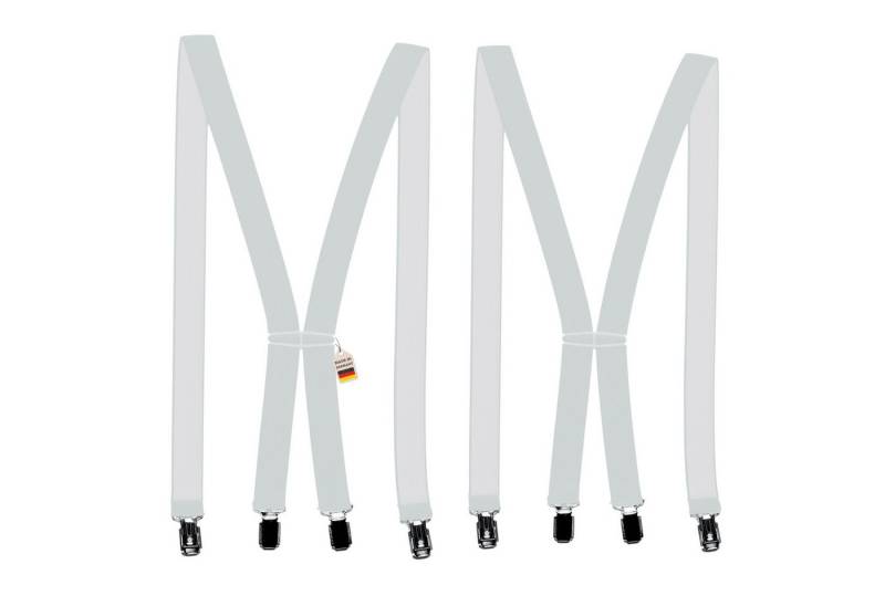 ZUKUNFTSENKEL Hosenträger Hellgrau 2er Pack schmal 2,5cm breite, 4 starke Clips (X-Form Für Damen und Herren) Deutsche Herstellung, Elastisch von ZUKUNFTSENKEL