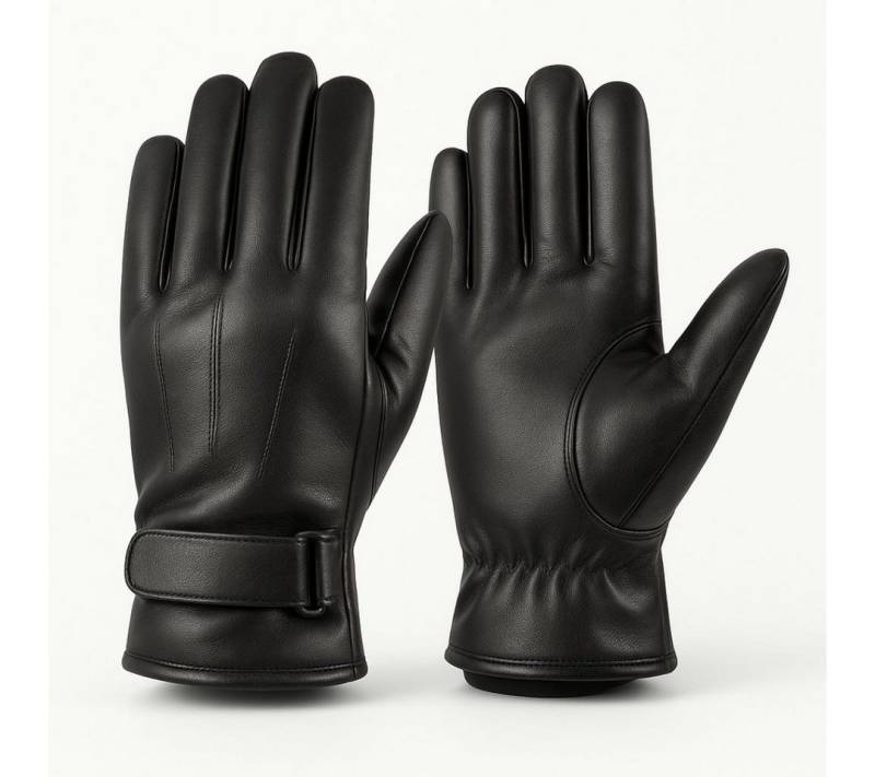 ZUKUNFTSENKEL Lederhandschuhe Echtleder Handschuhe Herren (Warm, winddicht & bequem) Winterhandschuhe mit Fellfutter & Klettverschluss von ZUKUNFTSENKEL