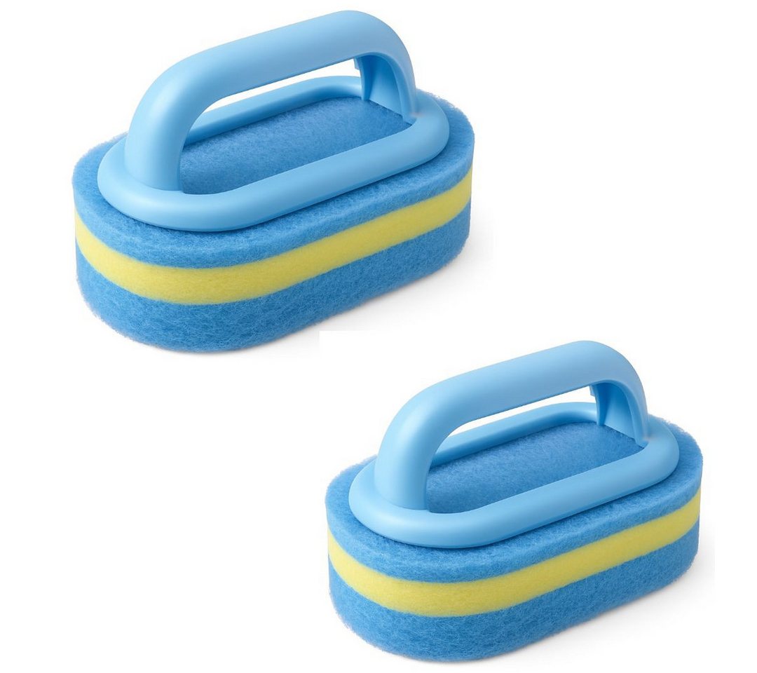 ZUKUNFTSENKEL Reinigungsschwamm Schwamm mit Griff 2er Pack, Kratzfreier Reinigungsschwamm & Handbürste mit Griff von ZUKUNFTSENKEL