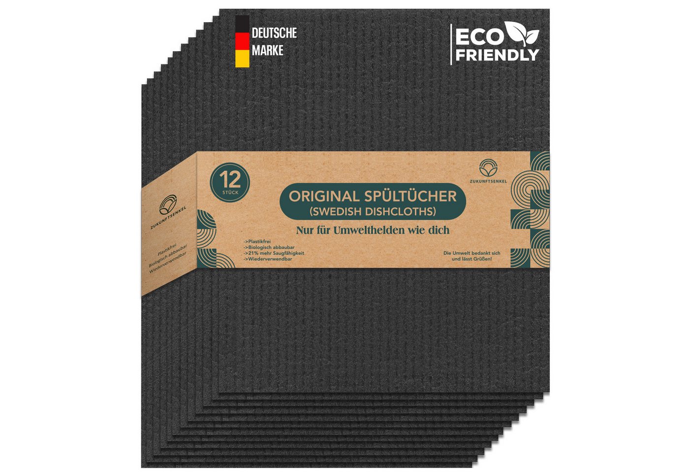ZUKUNFTSENKEL Schwammtuch Nachhaltige Schwammtücher Spültücher, Waschbar, Wiederverwendbar von ZUKUNFTSENKEL