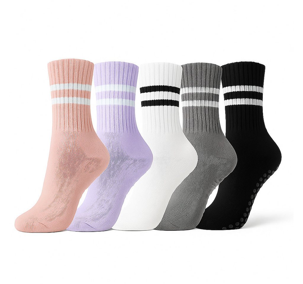 ZUKUNFTSENKEL Sportsocken Yoga Pilates Socken Damen Anti-Rutsch (Spar Set, 5er Pack) Rutschfest, Weich, Elastisch Ideal für Fitness, Yoga & Pilates von ZUKUNFTSENKEL