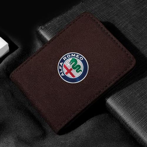 ZUMAHA Geldbörsen Ausweis Kartenhüllen Geldklammern Scheckbuchhüllen Portmonee für Alfa Romeo 147GTA Tonale Giulia MITO 156 159 Giulia Damen Herren Gift Zubehör,Brownstyle von ZUMAHA