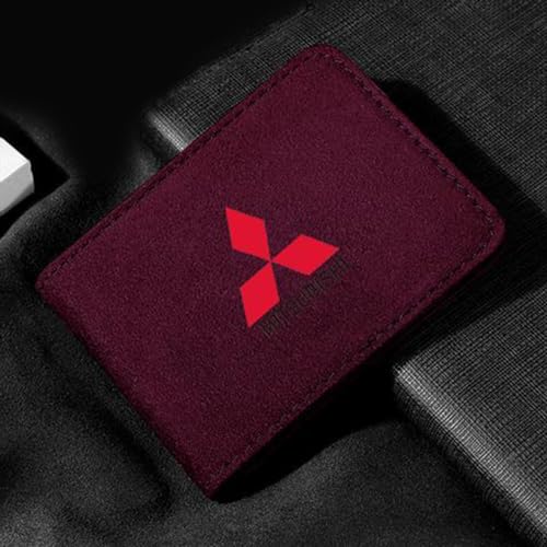 ZUMAHA Geldbörsen Ausweis Kartenhüllen Geldklammern Scheckbuchhüllen Portmonee für Mitsubishi Pajero Outlander Fortis Eclipse Cross Lancer Damen Herren Gift Zubehör,WineRed von ZUMAHA