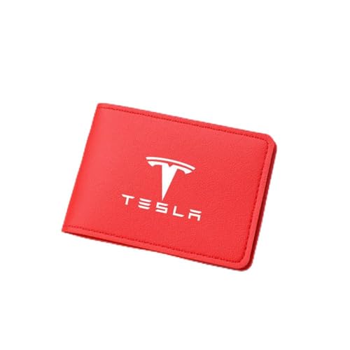 ZUMAHA Geldbörsen Ausweis Kartenhüllen Geldklammern Scheckbuchhüllen Portmonee für Tesla Model 3 Model Y Model S Model X Damen Herren Gift Zubehör,Redstyle von ZUMAHA