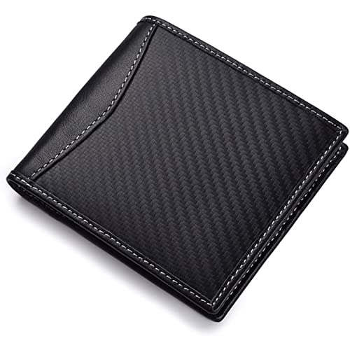 ZUMAHA Neu Kohlefaser Billfold Fashion Herren Leder Geldbörse Einfache Male Dermal Holder Herren Folding Coin Pocket Geldbörsen Aufbewahrungstasche Portemonnaie von ZUMAHA