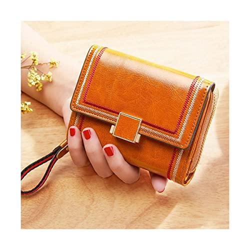 ZUMAHA Neu Retro Gewachste Geldbörsen Leder Einfache Multi-Position Exquisite Billfold Organ Kartenhalter Reißverschluss Kurze Damen Multifunktionsgeldbörsen Portemonnaie von ZUMAHA